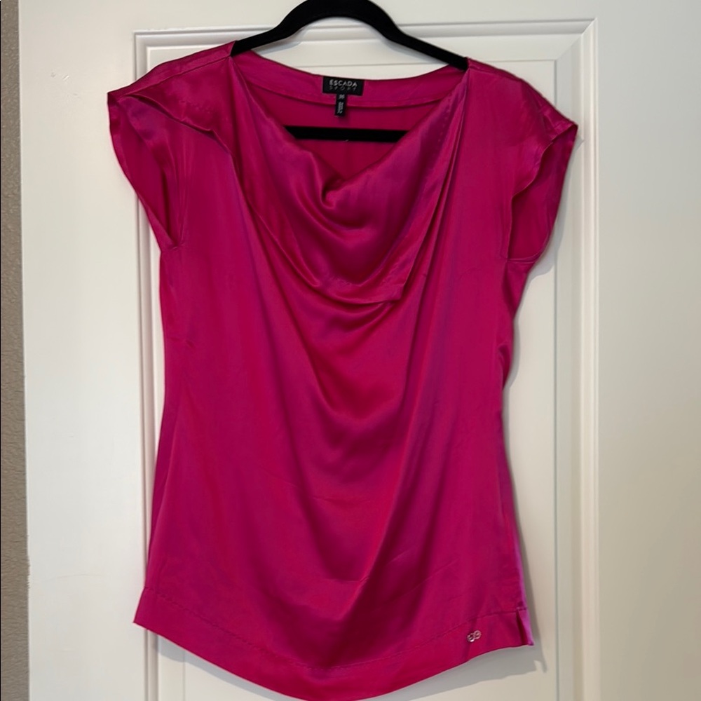 Escada Pink Draped Blouse 100% silk GUC